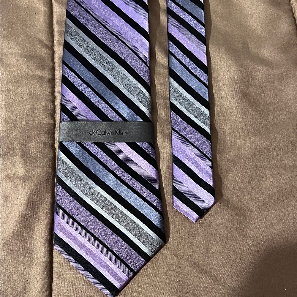 Calvin Klein Men's Tie with Purple and Black Stripes